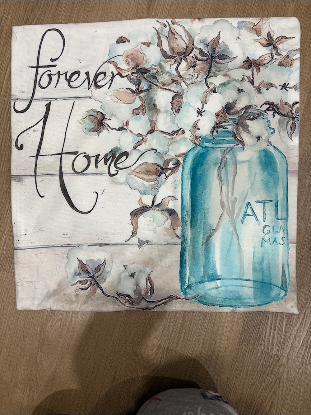 NEW but no tag. Forever Home Floral Mason Jar Wall Art - Blue & Cream